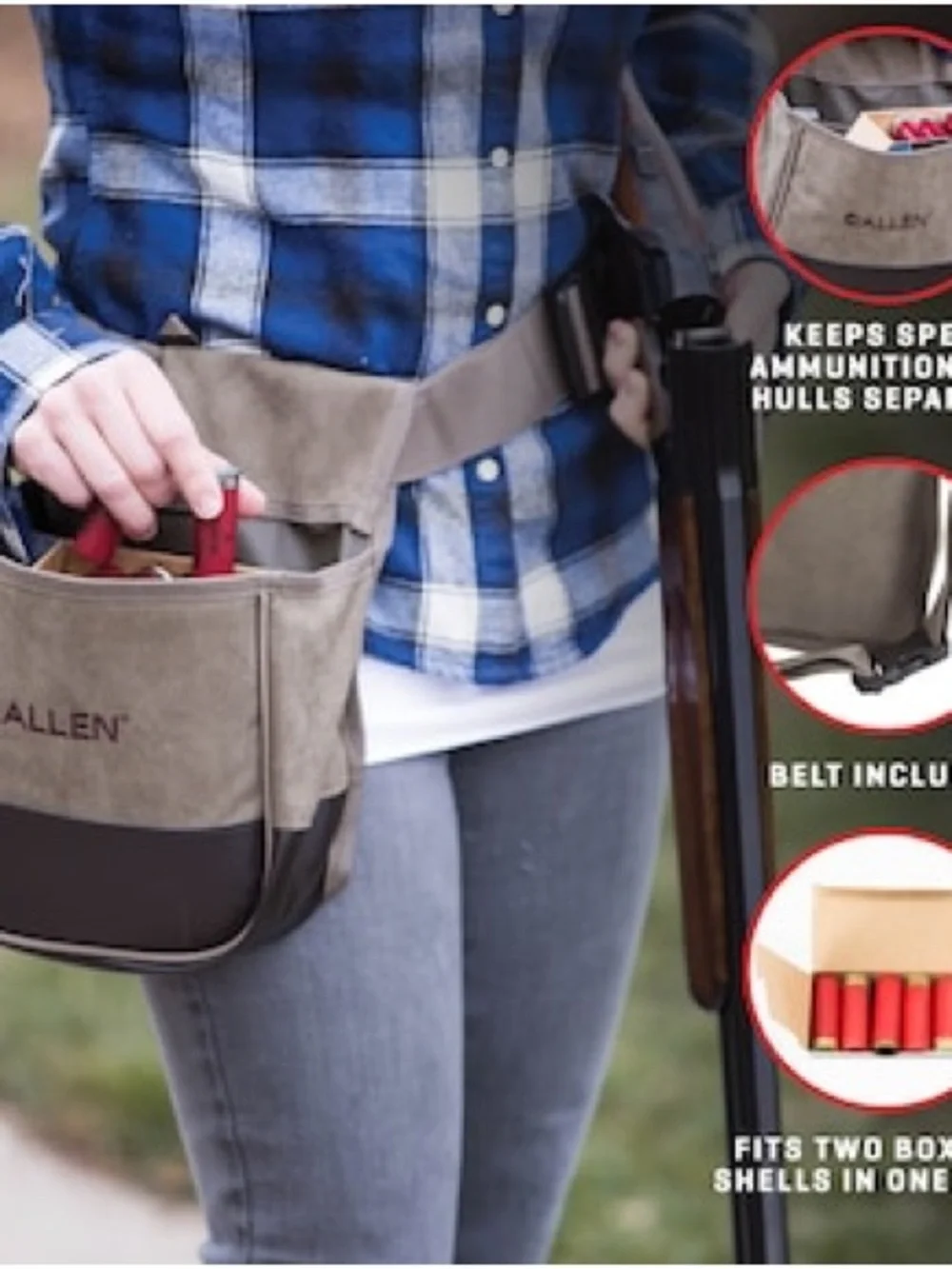 Allen Company Shotgun Shell Pouch with Belt for Hunting and Shooting Range